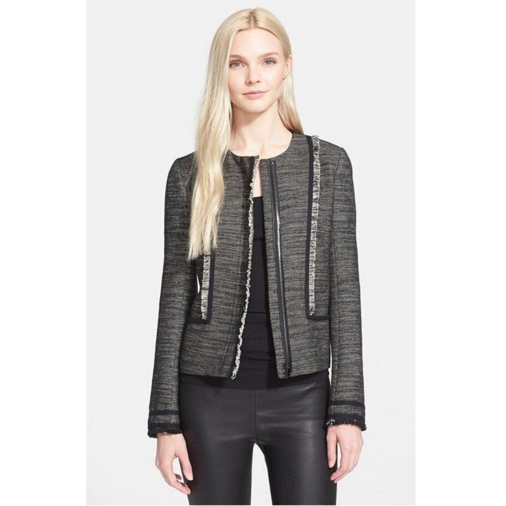 Vince Fringe Trim Bouclé Jacket